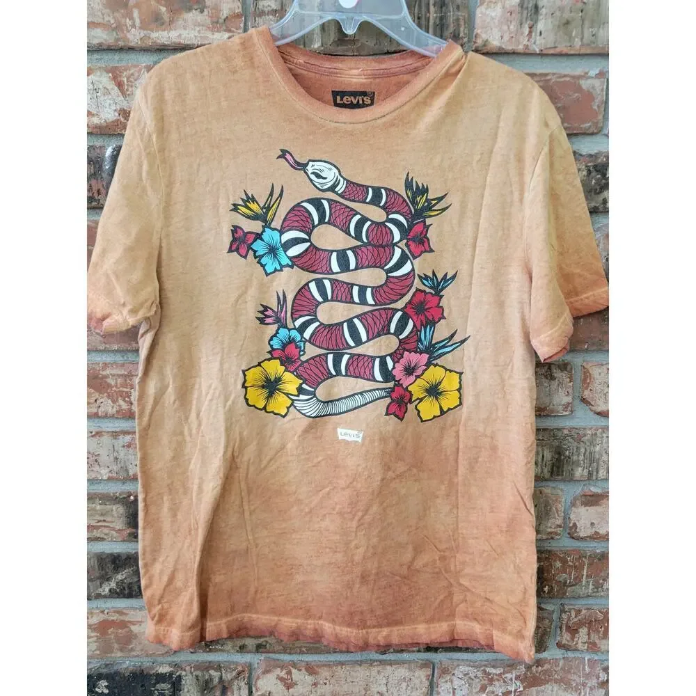 Levis Mineral Wash Snake Tattoo Style Grunge Tee Size Large Vintage Shirt